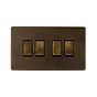 The Westminster Collection Vintage Brass 10A 4 Gang Intermediate switch