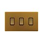 Soho Lighting Antique Gold 3 Gang Switch Double Plate 2 Way