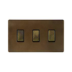 The Westminster Collection Vintage Brass 3 Gang Switch Double Plate 2 Way