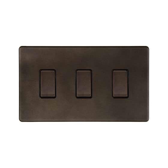 The Westminster Collection Vintage Brass 3 Gang Switch Double Plate 2 Way