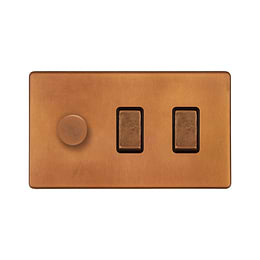 Antique Copper Dimmer Rocker Combo Switch