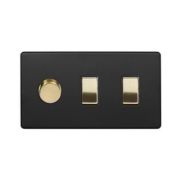 Matt Black and Brass Dimmer Rocker Combo Switch