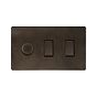 The Westminster Collection Vintage Brass 3 Gang Dimmer and Rocker Switch Combo (2-Way Intelligent Dimmer & 2 x 2-Way Light Switch)