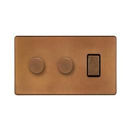 Antique Copper Dimmer Rocker Combo Switch
