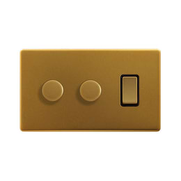 Antique Gold Dimmer Rocker Combo Switch
