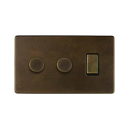 Vintage Brass Dimmer Rocker Combo Switch
