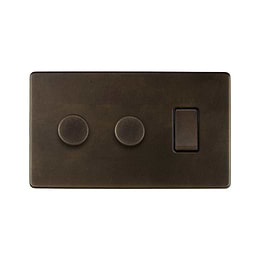 Vintage Brass Dimmer Rocker Combo Switch