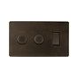 The Westminster Collection Vintage Brass 3 Gang Dimmer and Rocker Switch Combo (2 x 2-Way Intelligent Dimmer & 2-way Switch)