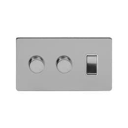 Soho Lighting Brushed Chrome 3 Gang Light Switch with 2 Dimmers