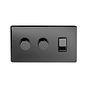 The Connaught Collection Black Nickel 3 Gang Light Switch with 2 Dimmers (2 x 2-Way Intelligent Dimmer & 2-Way Switch)