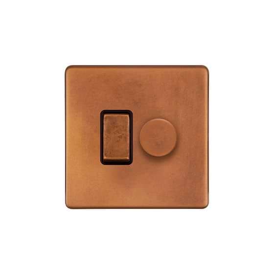 The Chiswick Collection Antique Copper Dimmer and Rocker Switch Combo (2-Way Switch & 2 -Way Intelligent Dimmer)