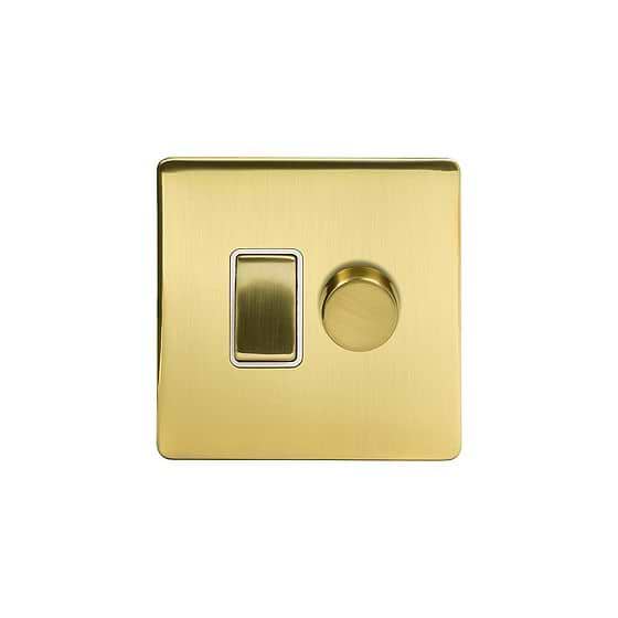 The Savoy Collection Brushed Brass Dimmer and Rocker Switch Combo (2-Way Switch & 2-Way Intelligent Dimmer)