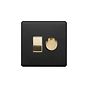 The Camden Collection Matt Black & Brushed Brass Dimmer and Rocker Switch Combo Blk Ins Screwless (2 Way Switch & Trailing Dimmer)