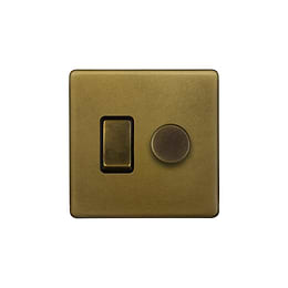 The Belgravia Collection Old Brass Dimmer and Rocker Switch Combo (2-Way Switch & 2-Way Intelligent Dimmer)