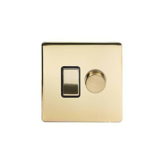 Brushed Brass dimmer and rocker switch combo