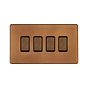 The Chiswick Collection Antique Copper 4 Gang Switch With 1 Intermediate (3 x 2 Way Switch with 1 Intermediate)