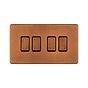 The Chiswick Collection Antique Copper 4 Gang Switch With 1 Intermediate (3 x 2 Way Switch with 1 Intermediate)