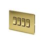 The Savoy Collection Brushed Brass 4 Gang Switch With 1 Intermediate (3 x 2 Way Switch with 1 Intermediate) Bk Ins Screwless