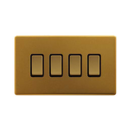The Sloane Collection Antique Gold 4 Gang Switch With 1 Intermediate (3 x 2 Way Switch with 1 Intermediate)