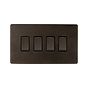 The Westminster Collection Vintage Brass 4 Gang Switch With 1 Intermediate (3 x 2 Way Switch with 1 Intermediate)