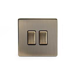 Black Nickel 3 gang light switch with 1 dimmer 
