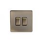 The Charterhouse Collection Antique Brass 2 Gang Intermediate & 2 Way Switch Blk Ins Screwless