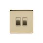 Soho Lighting Brushed Brass 2 Gang Switch With 1 Intermediate Wht Ins Screwless