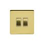 The Savoy Collection Brushed Brass 2 Gang Switch With 1 Intermediate (1 x 2 Way Swich with 1 x Intermediate) Wht Ins Screwless