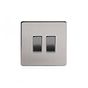 The Lombard Collection Brushed Chrome 2 Gang Intermediate & 2 Way Switch Wht Ins Screwless