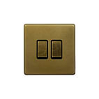 The Belgravia Collection Old Brass 2 Gang Intermediate & 2 Way Switch