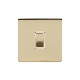 Soho Lighting Brushed Brass 1 Gang Retractive Switch Wht Ins Screwless