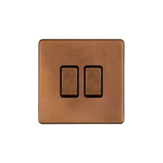 The Chiswick Collection Antique Copper 2 Gang Retractive Switch
