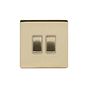 Soho Lighting Brushed Brass 2 Gang Retractive Switch Wht Ins Screwless