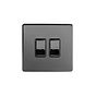 Soho Lighting Black Nickel 2 Gang Retractive Switch Blk Ins Screwless