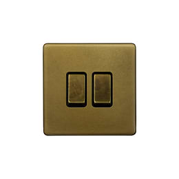 The Belgravia Collection Old Brass 2 Gang Retractive Switch