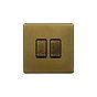 The Belgravia Collection Old Brass 2 Gang Retractive Switch