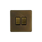 The Westminster Collection Vintage Brass 2 Gang Retractive Switch