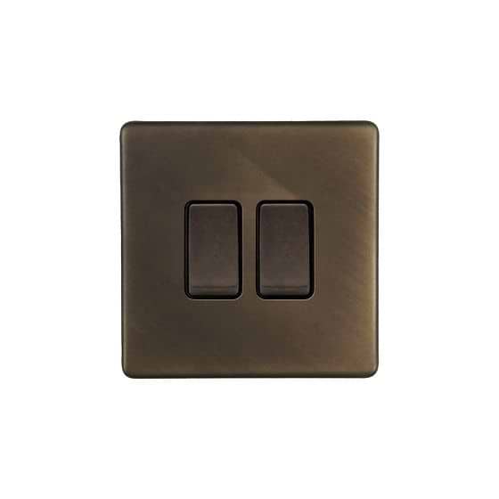 The Westminster Collection Vintage Brass 2 Gang Retractive Switch