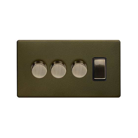 The Eton Collection Bronze 4 Gang Switch with 3 Dimmers (3 x 2-Way intelligent Dimmer & 1 x 2-Way Switch)