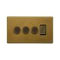 The Belgravia Collection Old Brass 4 Gang Switch with 3 Dimmers (3 x 2-Way intelligent Dimmer & 1 x 2-Way Switch) 