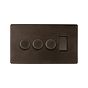 The Westminster Collection Vintage Brass 4 Gang Switch with 3 Dimmers (3 x 2-Way intelligent Dimmer & 1 x 2-Way Switch)