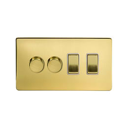 Brushed Brass Dimmer Rocker Combo Switch
