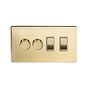 The Savoy Collection Brushed Brass 4 Gang Switch with 2 Dimmers (2 x 2-Way intelligent Dimmer & 2 x 2-Way Switch)