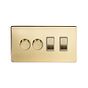 The Savoy Collection Brushed Brass 4 Gang Dimmer and Rocker Switch Combo (2 x 2-Way intelligent Dimmer & 2 x 2-Way Switch)