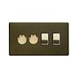 Soho Lighting Bronze with Brushed Brass 4 Gang Dimmer and Rocker Switch Combo (2 x 2-Way Intelligent Dimmer & 2 x 2-Way Switch)