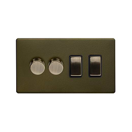 The Eton Collection Bronze 4 Gang Dimmer and Rocker Switch Combo (2 x 2-Way intelligent Dimmer & 2 x 2-Way Switch)