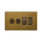 Old Brass Dimmer Rocker Combo Switch
