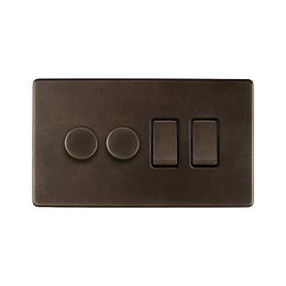 Vintage Brass Dimmer Rocker Combo Switch