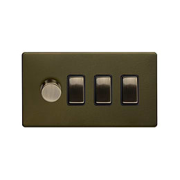 The Eton Collection Bronze 4 Gang Dimmer and Rocker Switch Combo (1 x 2-Way intelligent Dimmer & 3 x 2-Way Switch)