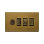The Belgravia Collection Old Brass 4 Gang Dimmer and Rocker Switch Combo (1 x 2-Way Intelligent Dimmer & 3 x 2-Way Switch)